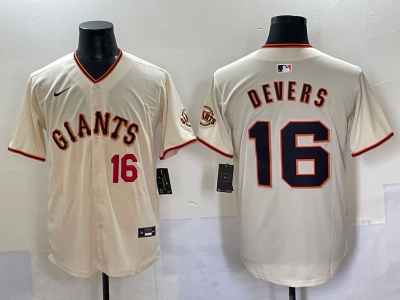 Men 2025 San Francisco Giants #16 Devers Cream Game Nike MLB Jersey style 48